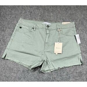 Kancan Denim Jean Shorts Womens 31 Frayed Hem Sage Green High Rise Boho